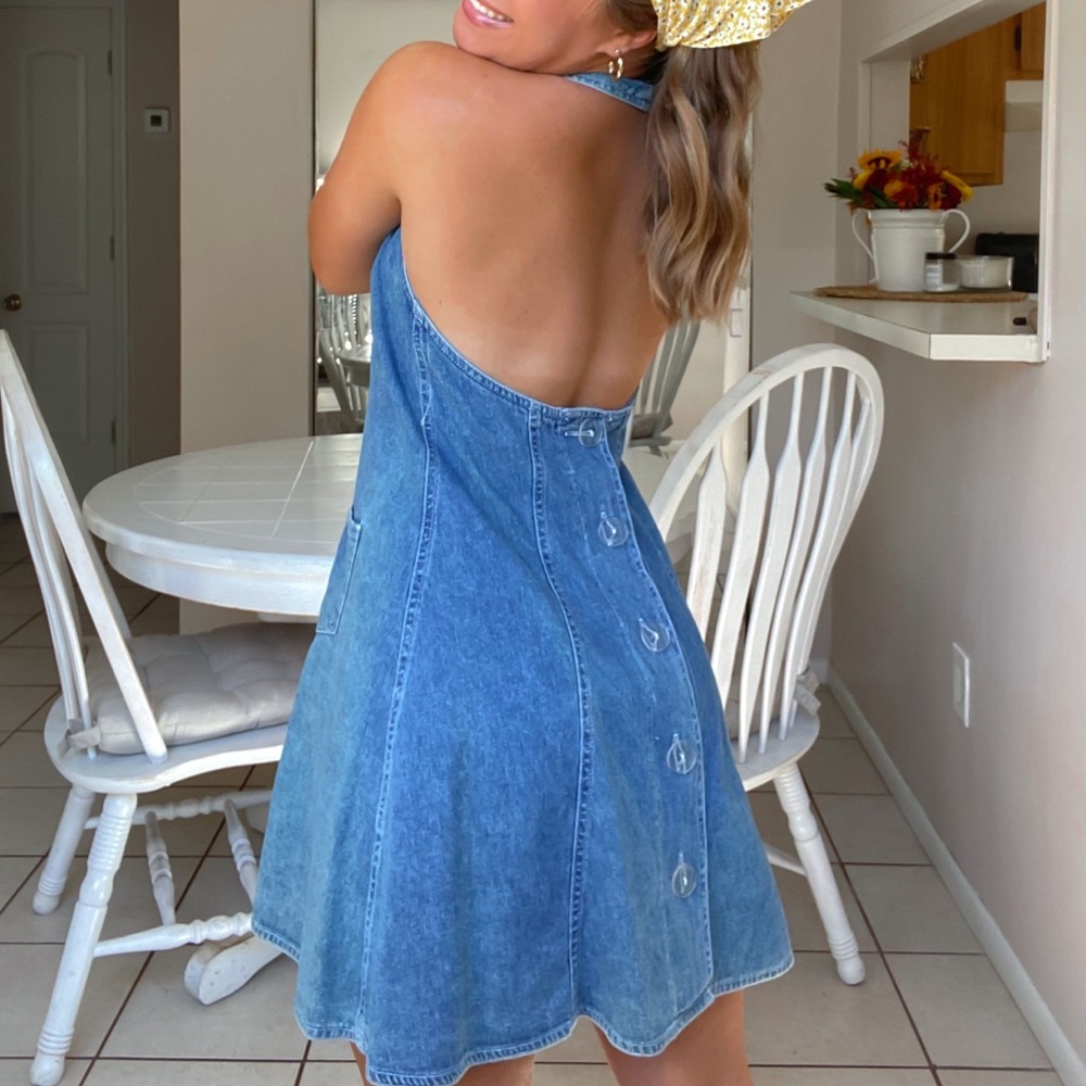 Vintage Jean Dress w/ Open Back